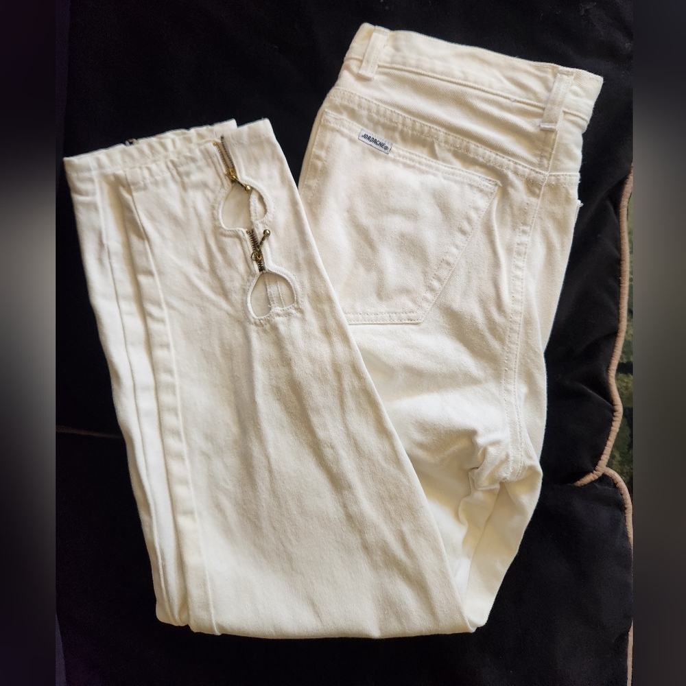 Vintage White Jeans with Heart Cutout